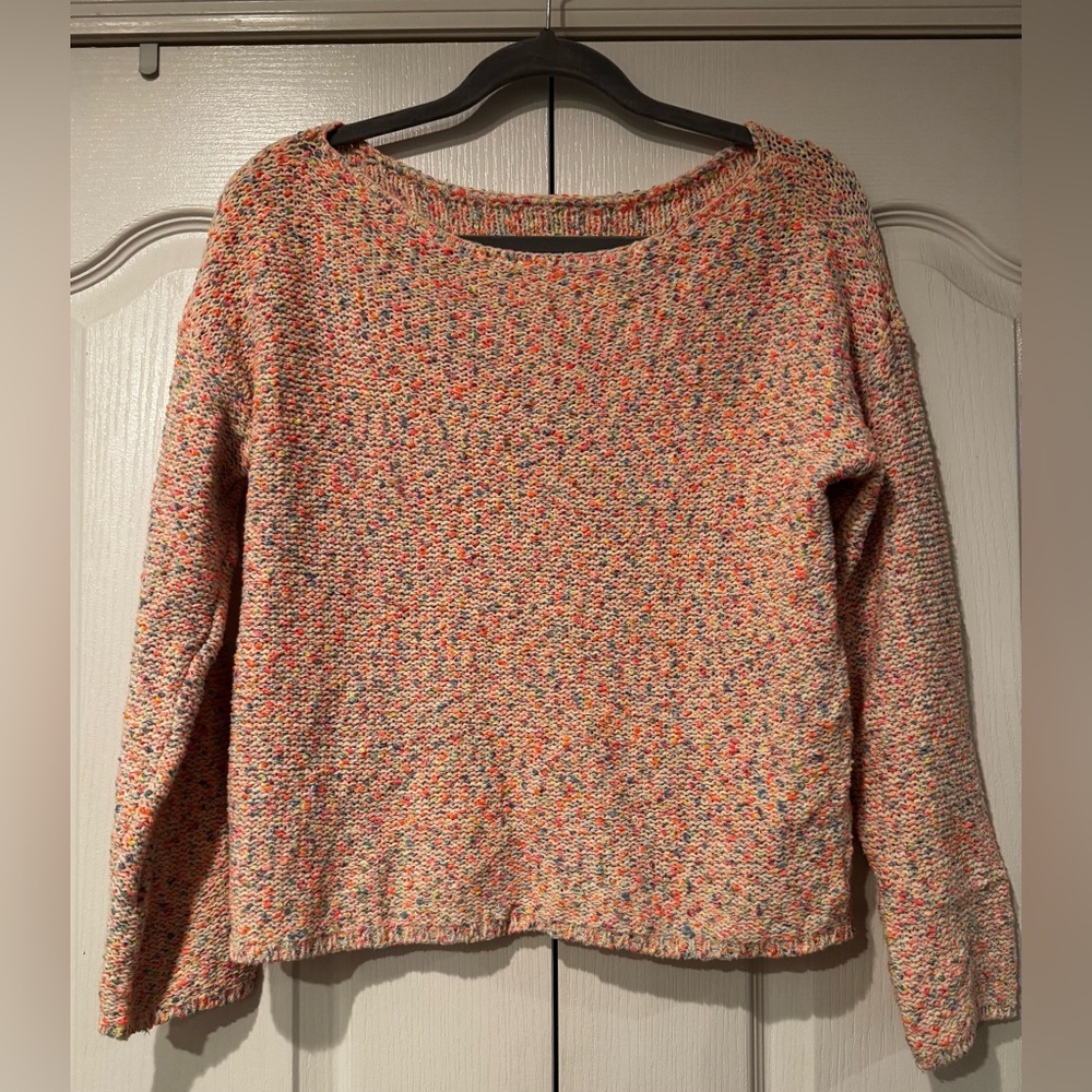 Lou & Grey Neon Multicolor Speckled Knit Boatneck Sweater - Size XS